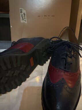 Women's Wirth Size 8 Red Navy Genuine Leather Dark Academia Shoes Lug Sole